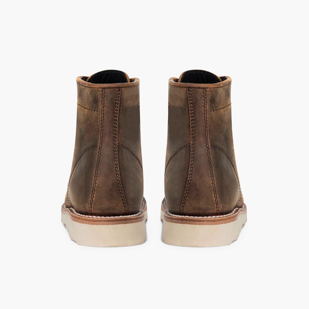 Diplomat Burnt Copper Leather Boots - Reinforced Heel Counter & Precision Double-Row Stitching Detail