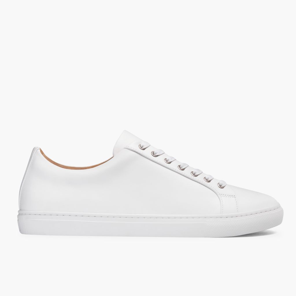 White Full-Grain leather Sneakers - Goodyear Welt Construction & Front Toe Box Detail