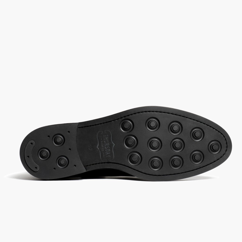 High-Traction Rubber Outsole & Lug Tread Pattern on Cadet Black Leather Boots