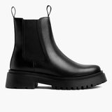 Legend Platform Black Leather Boots in Black Full-Grain Leather - Lateral Side Profile View | Buy Online