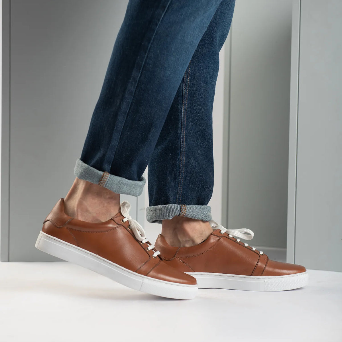 Orlaven Carter Runn Tan Leather Sneakers footwear image 10