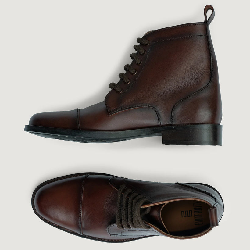 Knight Derby Burnished Brown Leather Boots - StudGuard