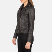
Brown Sheepskin Leather Biker Jacket - Back View Showing Tailored Shoulder Fit & Clean Hemline