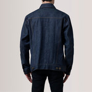 
Close-Up Detail of Classic Collar & Heavy-Duty Zipper Hardware on Conard Ash Grey Denim Trucker Jacket For Men