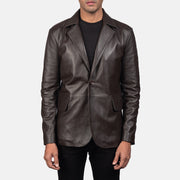 
Daron Brown Leather Blazer in Brown Sheepskin Leather - Front Profile View & Tailored Silhouette | Buy Online