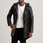 
Delvin Tan Leather Parka in Tan Brown Sheepskin Leather - Front Profile View & Tailored Silhouette | Buy Online