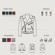
Classic Full-Grain Leather Bomber Jacket - Back View Showing Tailored Shoulder Fit & Clean Hemline