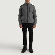
Elliot Grey Lightweight Jacket - Lateral Side Profile View Showing Sleeve Cut & Athletic Taper Fit