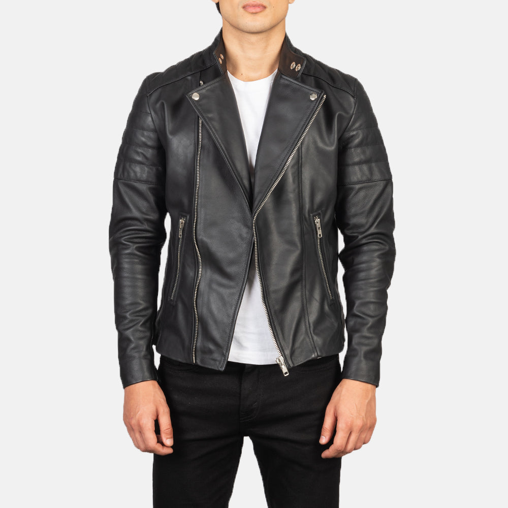 
Men's Faisor Mocha Suede Biker Jacket in Mocha Brown Goatskin Suede - Front Profile View & Tailored Silhouette | Buy Online