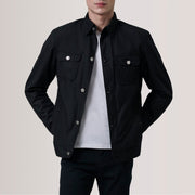 
Irwin Black Waxed Canvas Field Jacket For Men in Black Waxed Cotton Canvas - Front Profile View & Tailored Silhouette | Buy Online