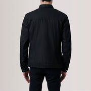 
Close-Up Detail of Classic Collar & Button Hardware on Irwin Black Waxed Canvas Field Jacket For Men