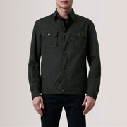 
Authentic Waxed Cotton Canvas Grain Texture & Heavy-Duty Seam Stitching Detail