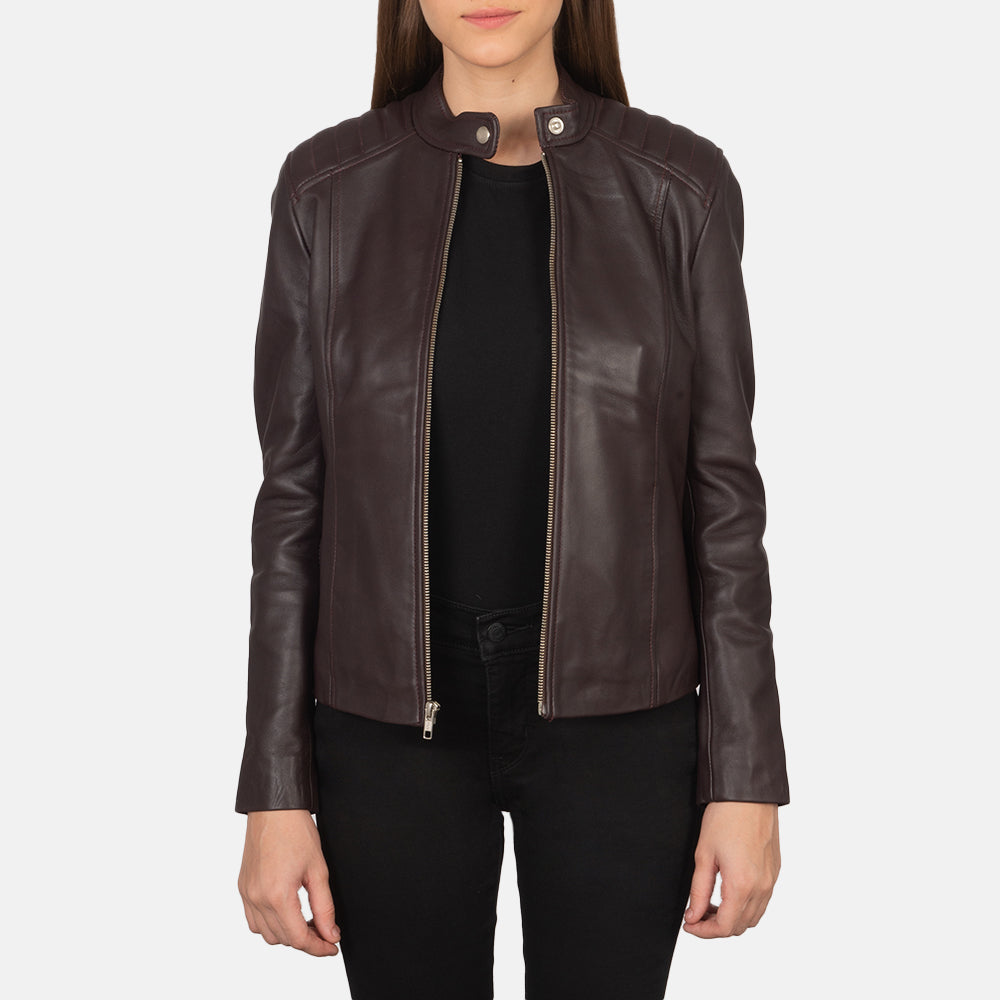 
Zipper & Hem Craftsmanship Construction Detail on Women's Kelsee Navy Blue Suede Biker Jacket