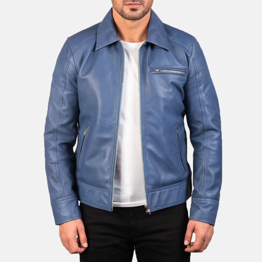 
Men's Lavendard Brown Leather Biker Jacket in Brown Cowhide Leather - Front Profile View & Tailored Silhouette | Buy Online