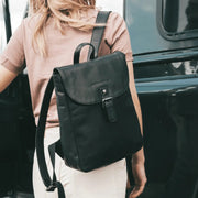 
Classic 100% Full-Grain leather Backpack - Rear Perspective Showing Reinforced Leather Straps & Stitching