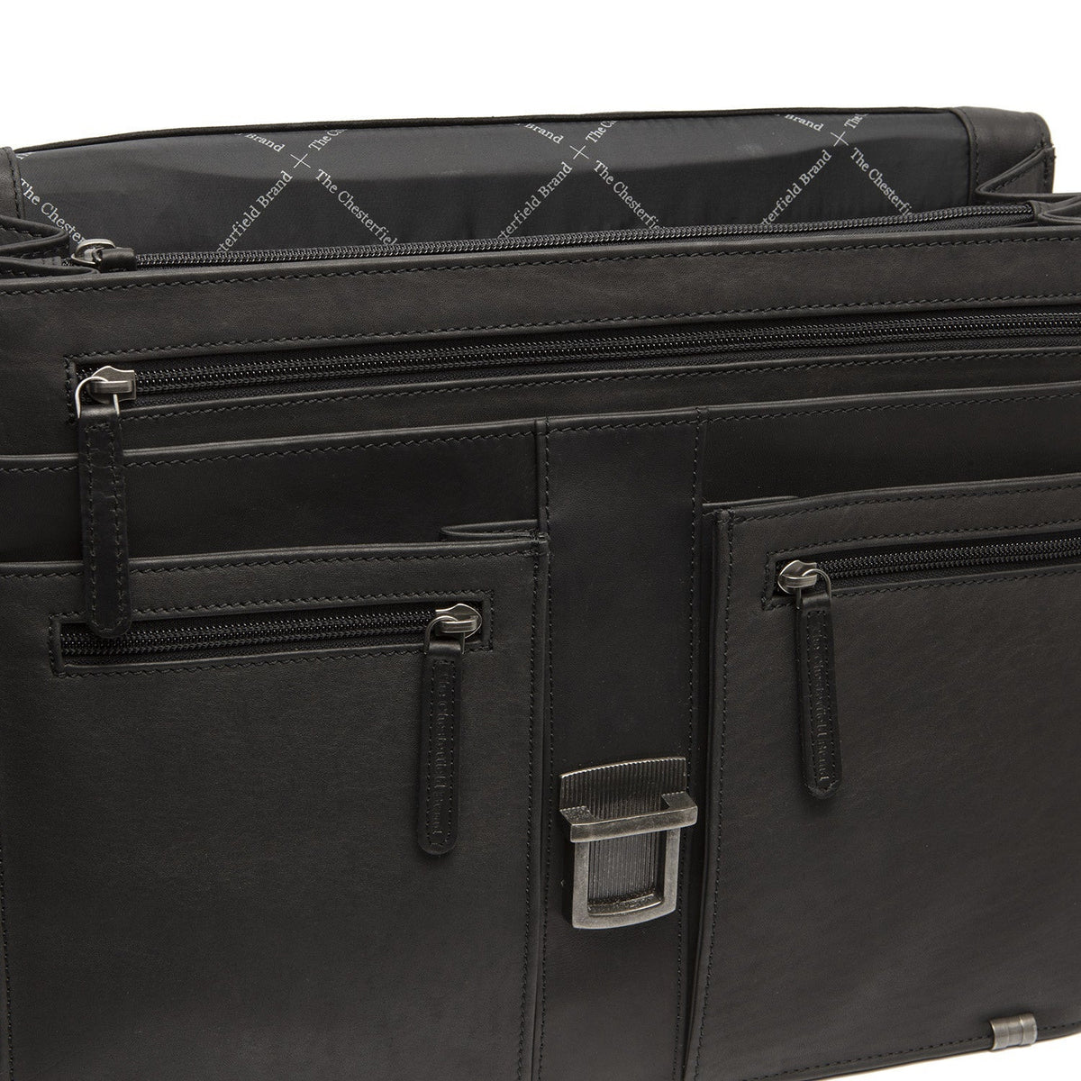 
Stuttgart Full-Grain Leather Briefcase - Structured Side Profile Showing Gusset Depth & Expansion Capacity