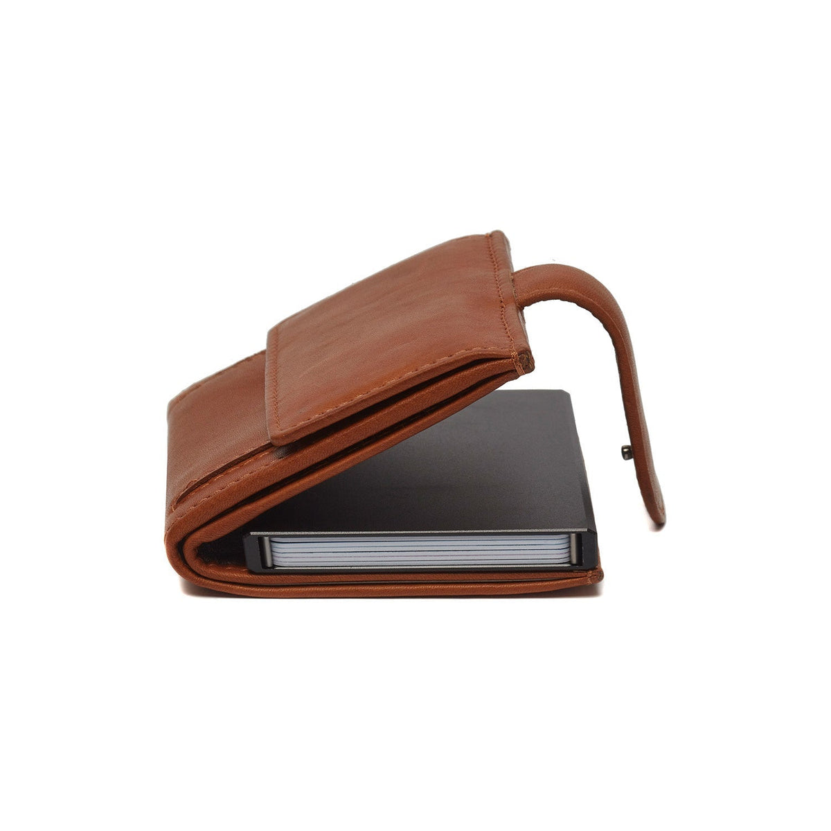 
Cognac Leather Card Holder Leipzig, detail view 4
