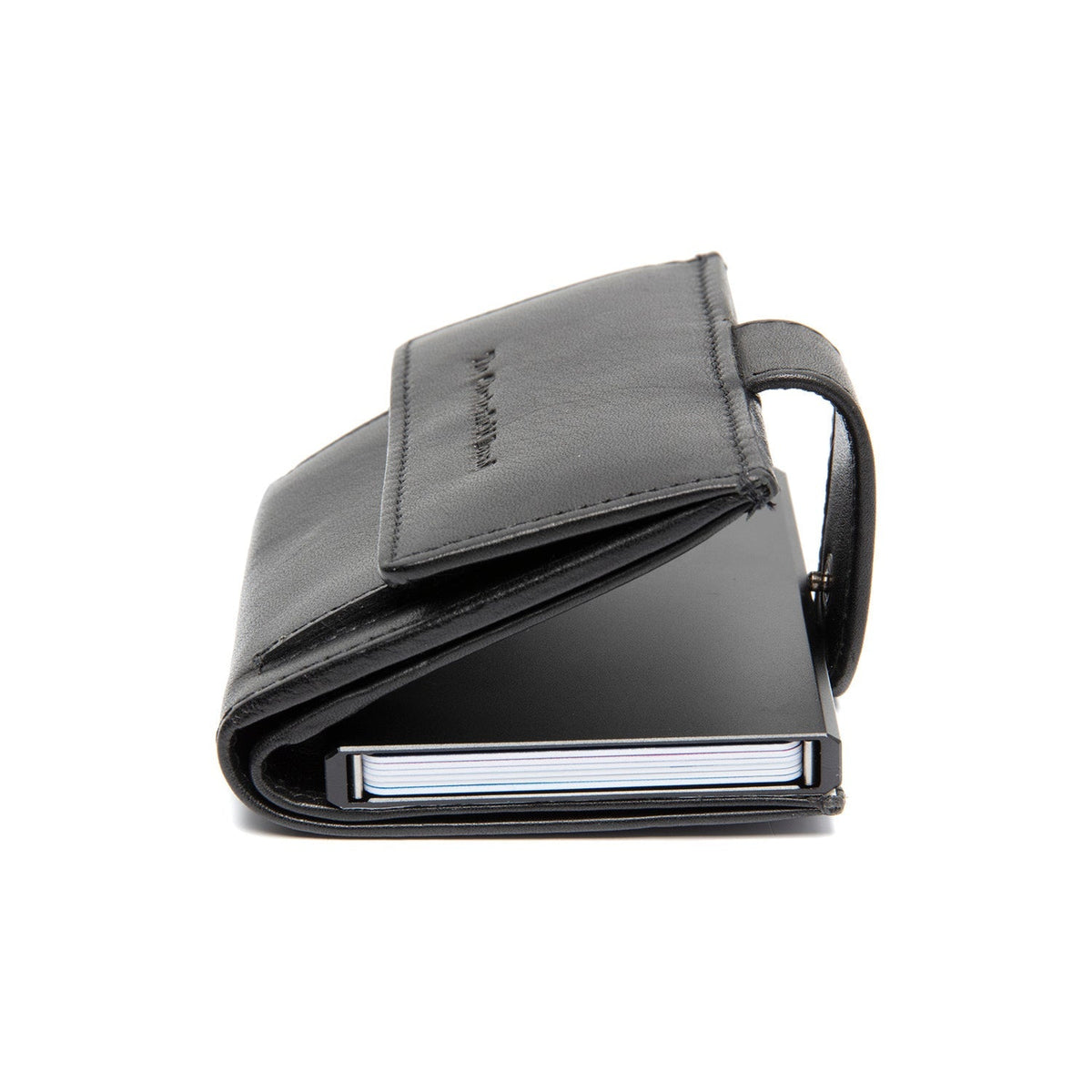 
Lesina Full-Grain Leather Card Holder - Structured Side Profile Showing Gusset Depth & Expansion Capacity