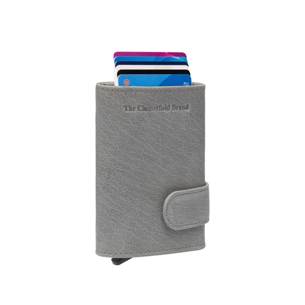 
Light Grey Leather Card Holder Mannheim, front view