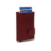 
Red Leather Card Holder Mannheim, front view