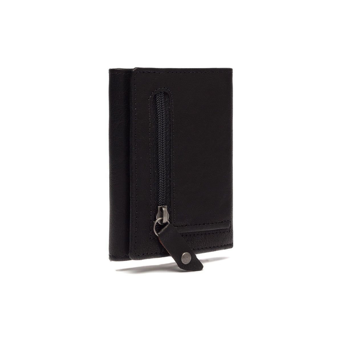 
Solid Antique Brass Hardware & Heavy-Duty Dual Zipper Detail on Paris Full-Grain Leather Card Holder