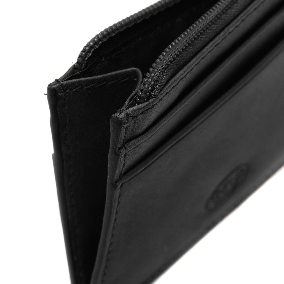 
Classic 100% Full-Grain leather Wallet - Rear Perspective Showing Reinforced Leather Straps & Stitching