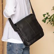 
Classic 100% Full-Grain leather Bag - Rear Perspective Showing Reinforced Leather Straps & Stitching