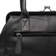 
Dorin Full-Grain Leather Handbag - Lateral Side Profile View Showing Sleeve Cut & Athletic Taper Fit