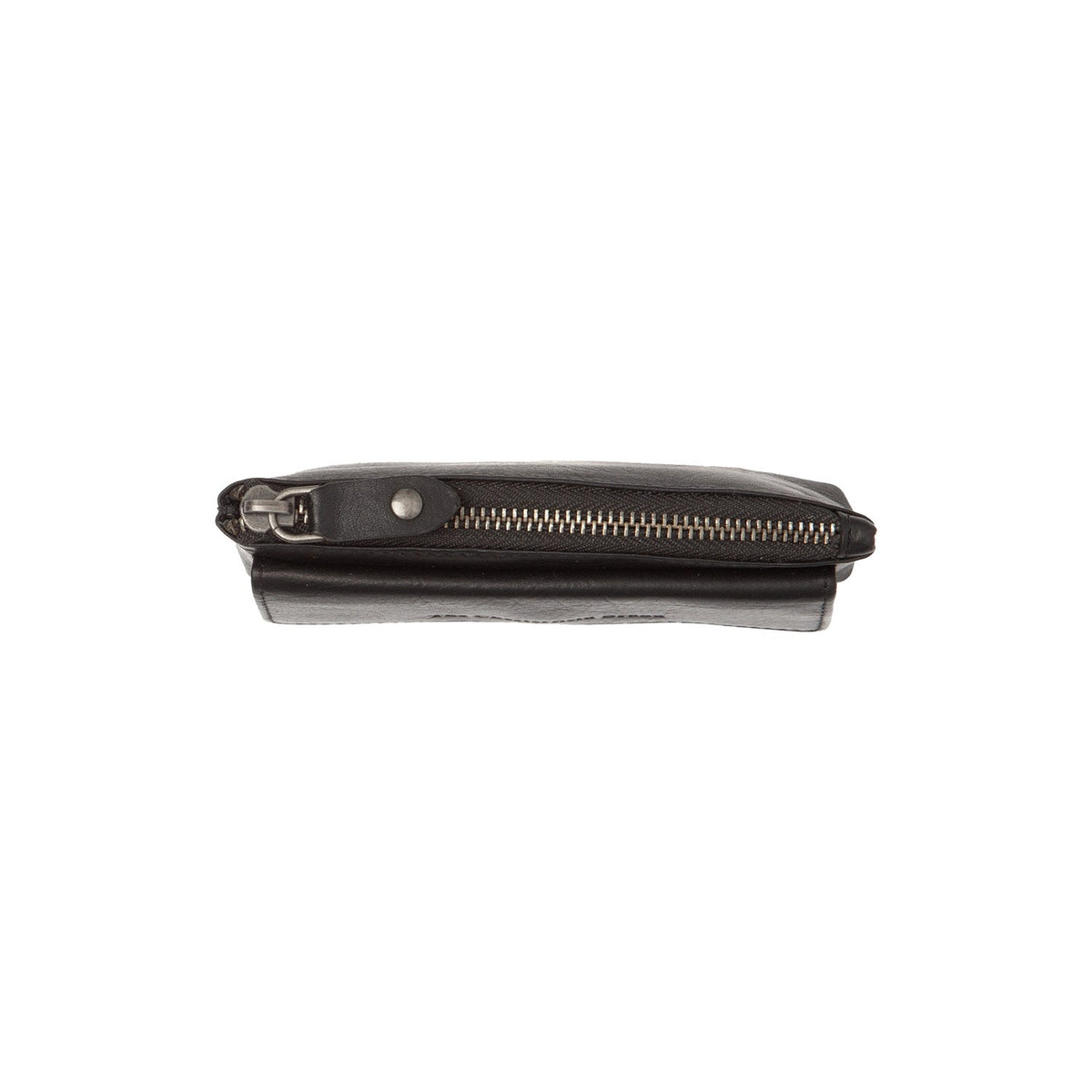 
Close-Up Detail of Classic Collar & Heavy-Duty Zipper Hardware on Violette Full-Grain Leather Key Case