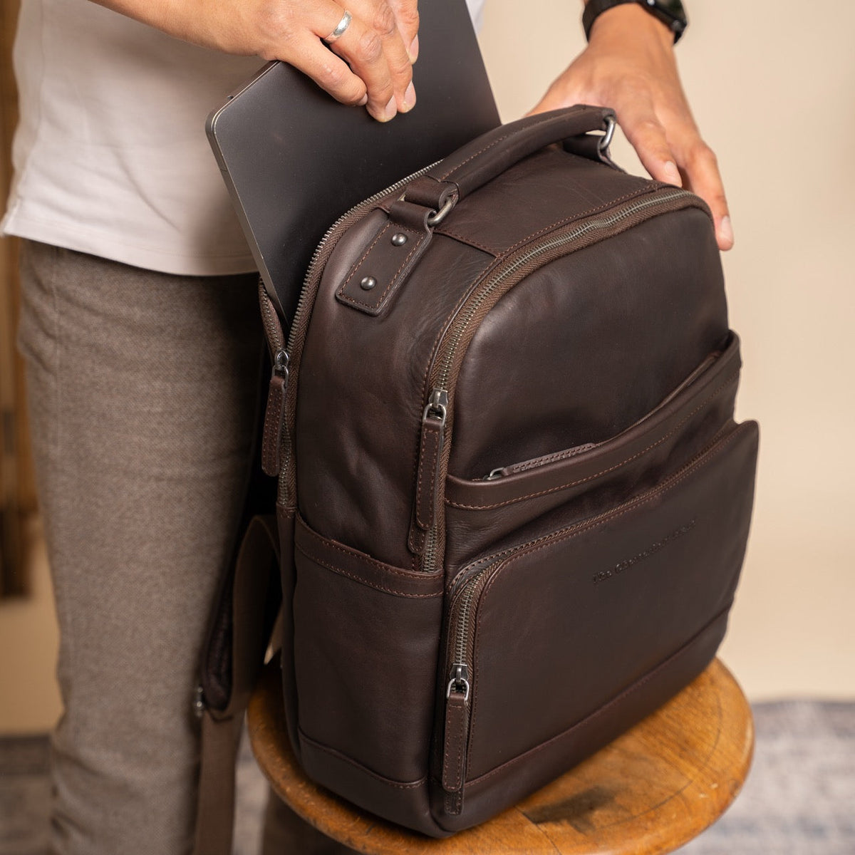 
Austin Full-Grain Leather Laptop Backpack – alternate product view 3