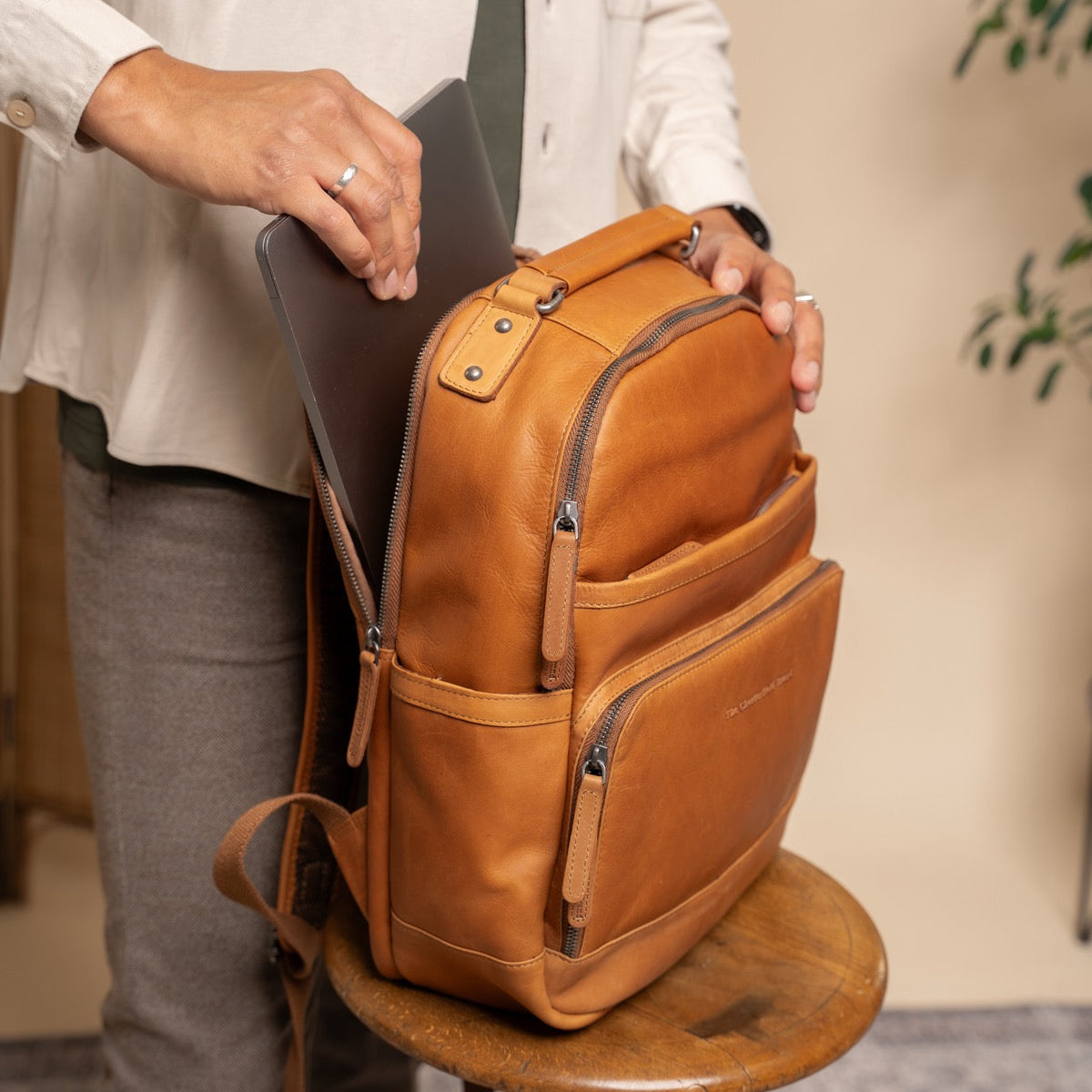
Austin Full-Grain Leather Laptop Backpack – alternate product view 3