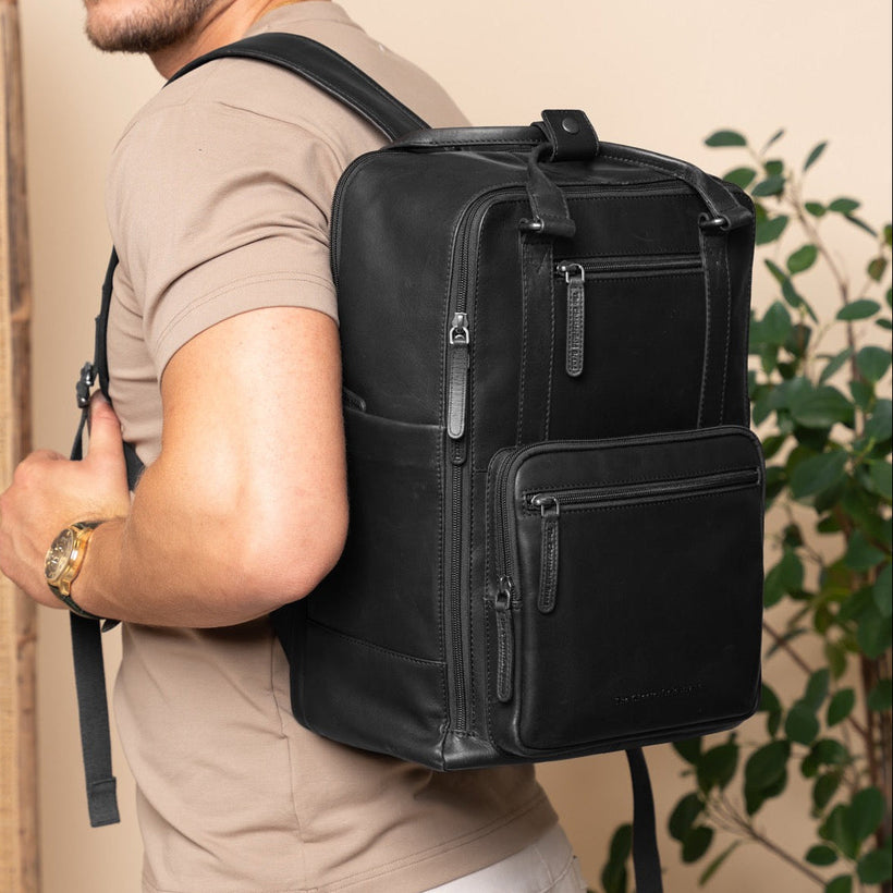 Calden Full-Grain Leather Laptop Backpack