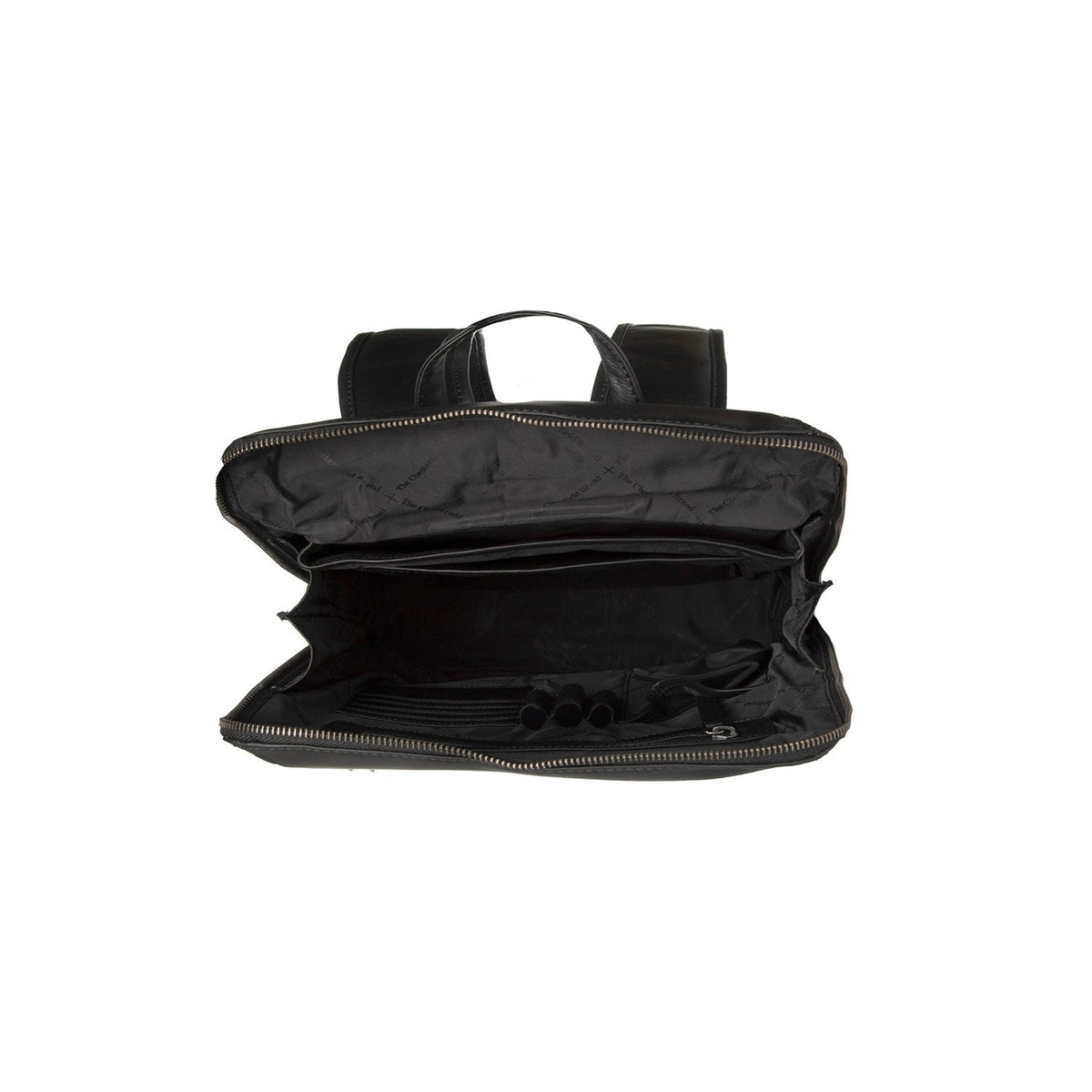 
Solid Antique Brass Hardware & Heavy-Duty Dual Zipper Detail on Filmore Full-Grain Leather Laptop Backpack