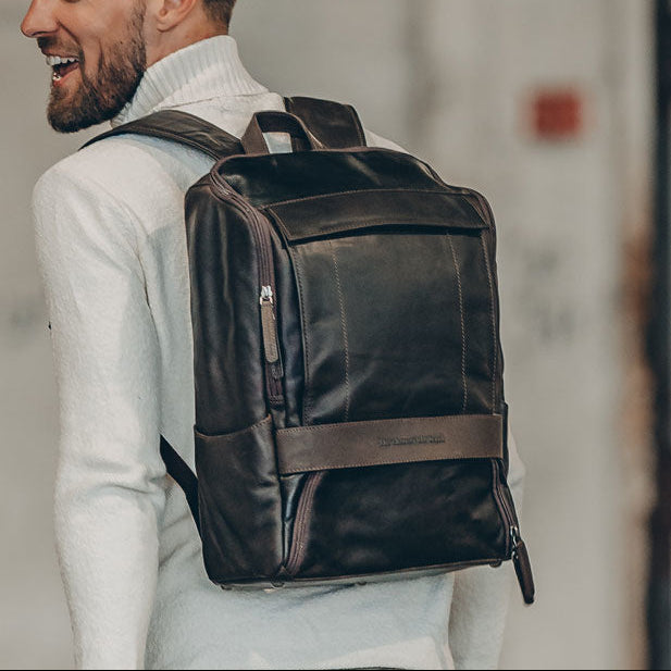 
Rich Full-Grain Leather Laptop Backpack – alternate product view 2