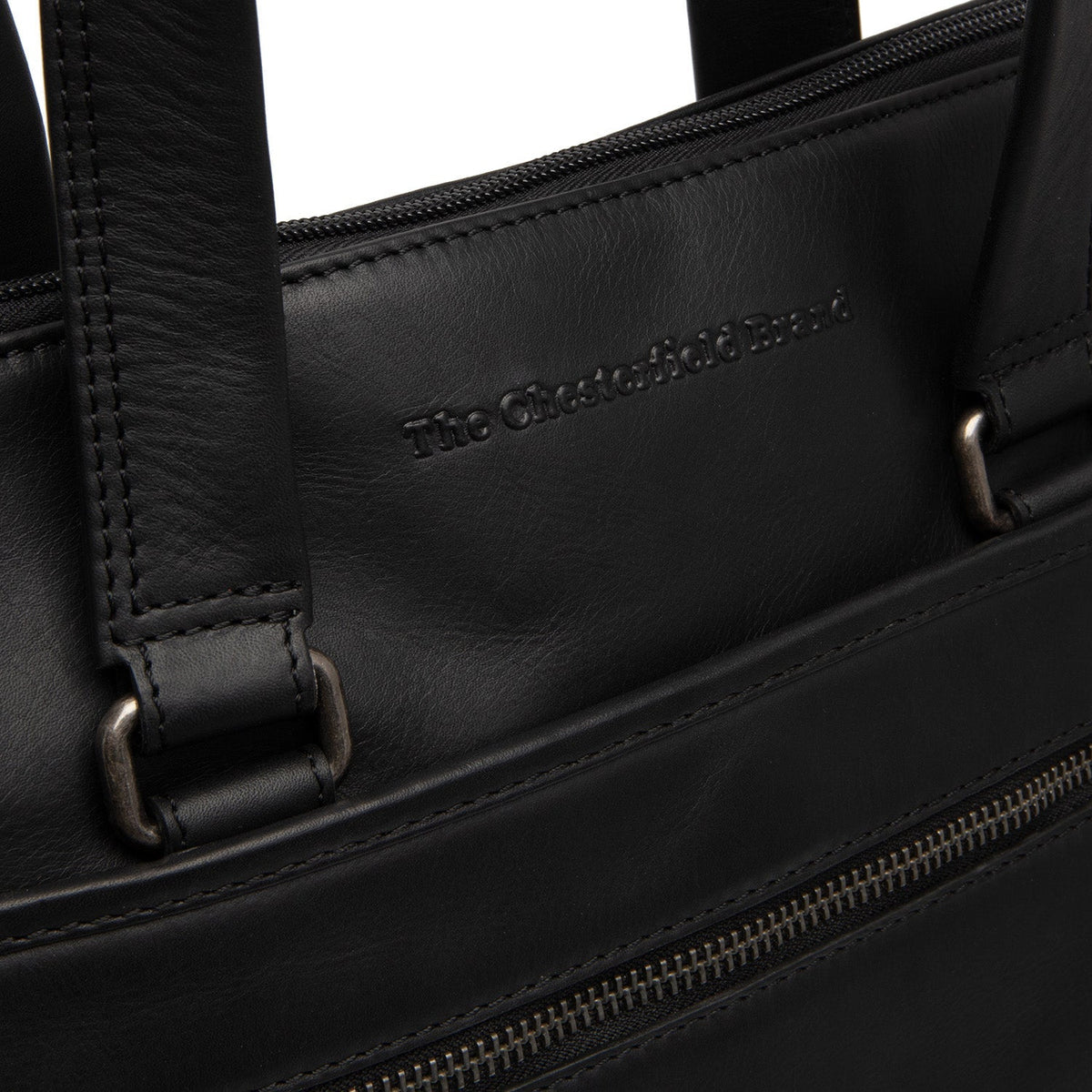 
Elvas Full-Grain Leather Laptop Bag - Structured Side Profile Showing Gusset Depth & Expansion Capacity