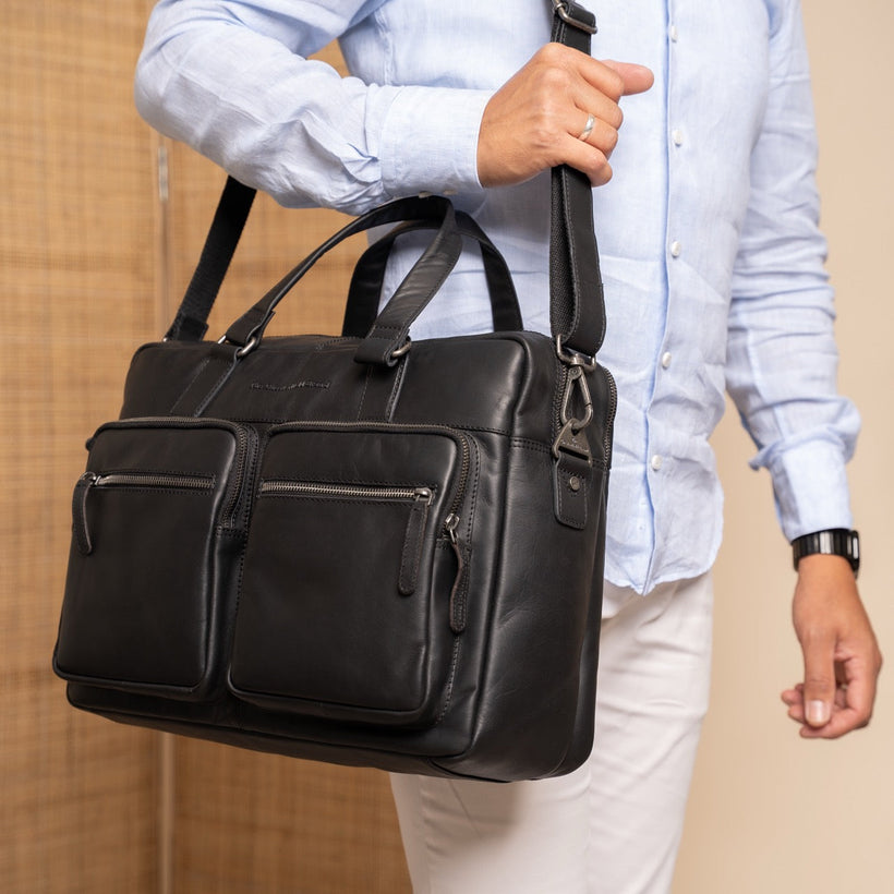 Misha Full-Grain Leather Laptop Bag