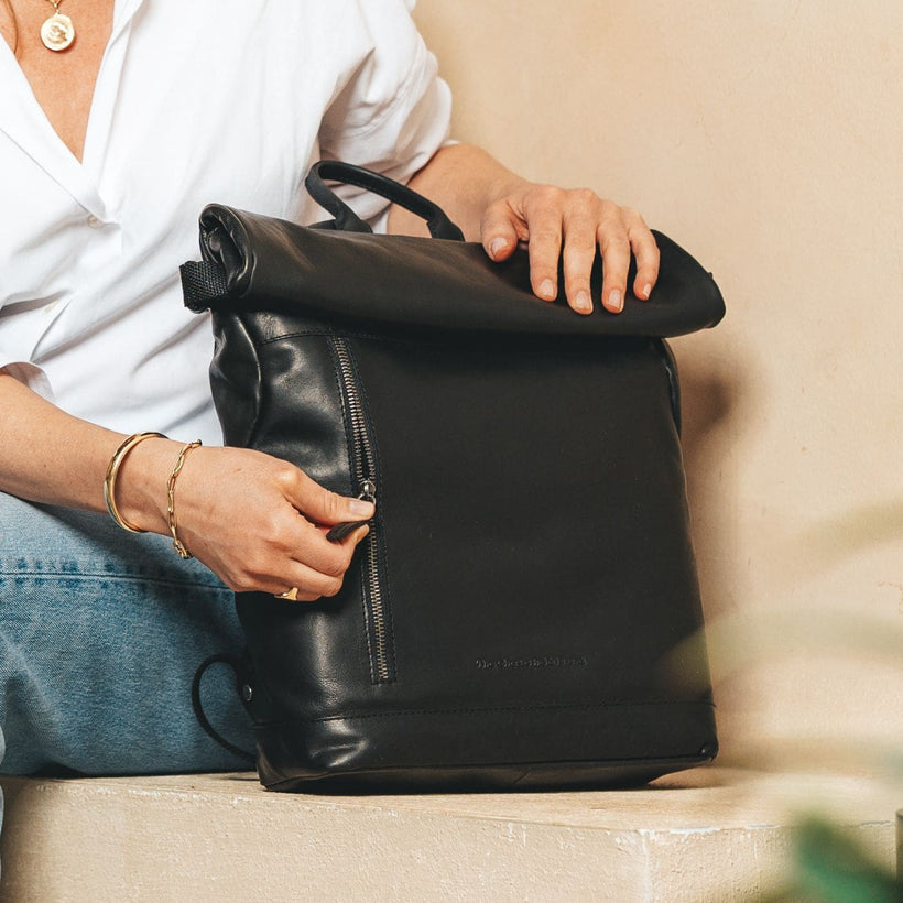 Mazara Full-Grain Leather Roll-top Backpack