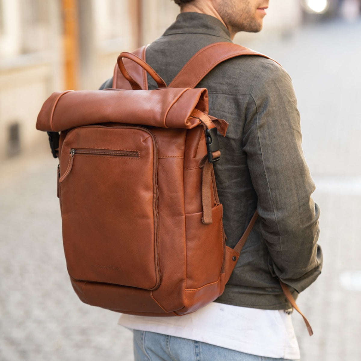 
Remo Full-Grain Leather Roll-top Backpack – alternate product view 2