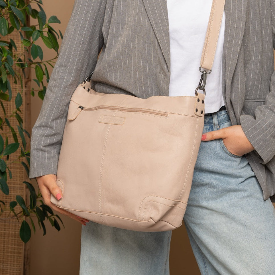 
Classic 100% Full-Grain leather Bag - Rear Perspective Showing Reinforced Leather Straps & Stitching