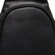 
Solid Antique Brass Hardware & Heavy-Duty Dual Zipper Detail on Leather Sling Bag Bowey