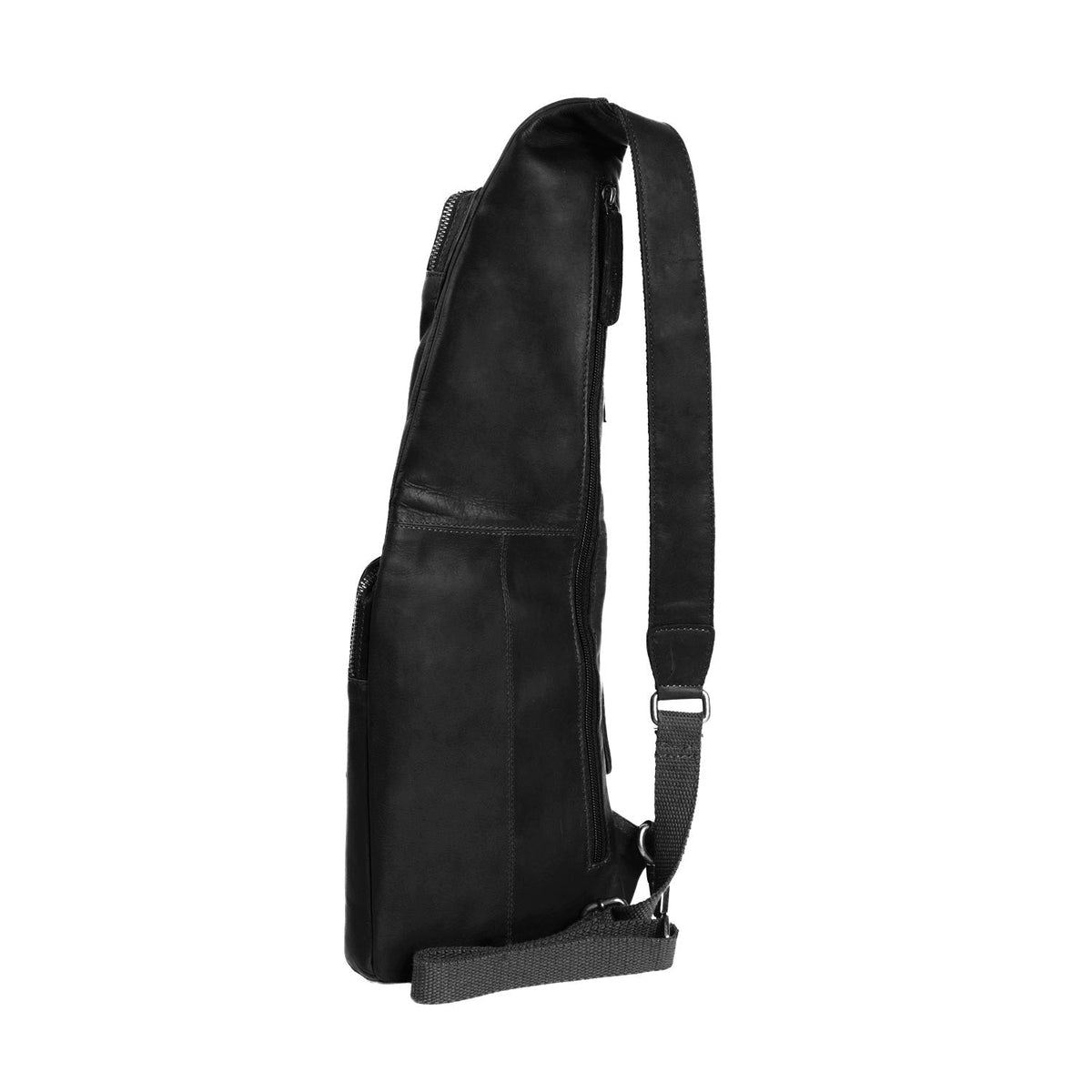 
Leather Sling Bag Logan - Structured Side Profile Showing Gusset Depth & Expansion Capacity