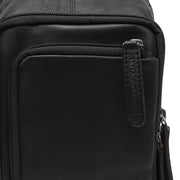 
Solid Antique Brass Hardware & Heavy-Duty Dual Zipper Detail on Leather Sling Bag Riga