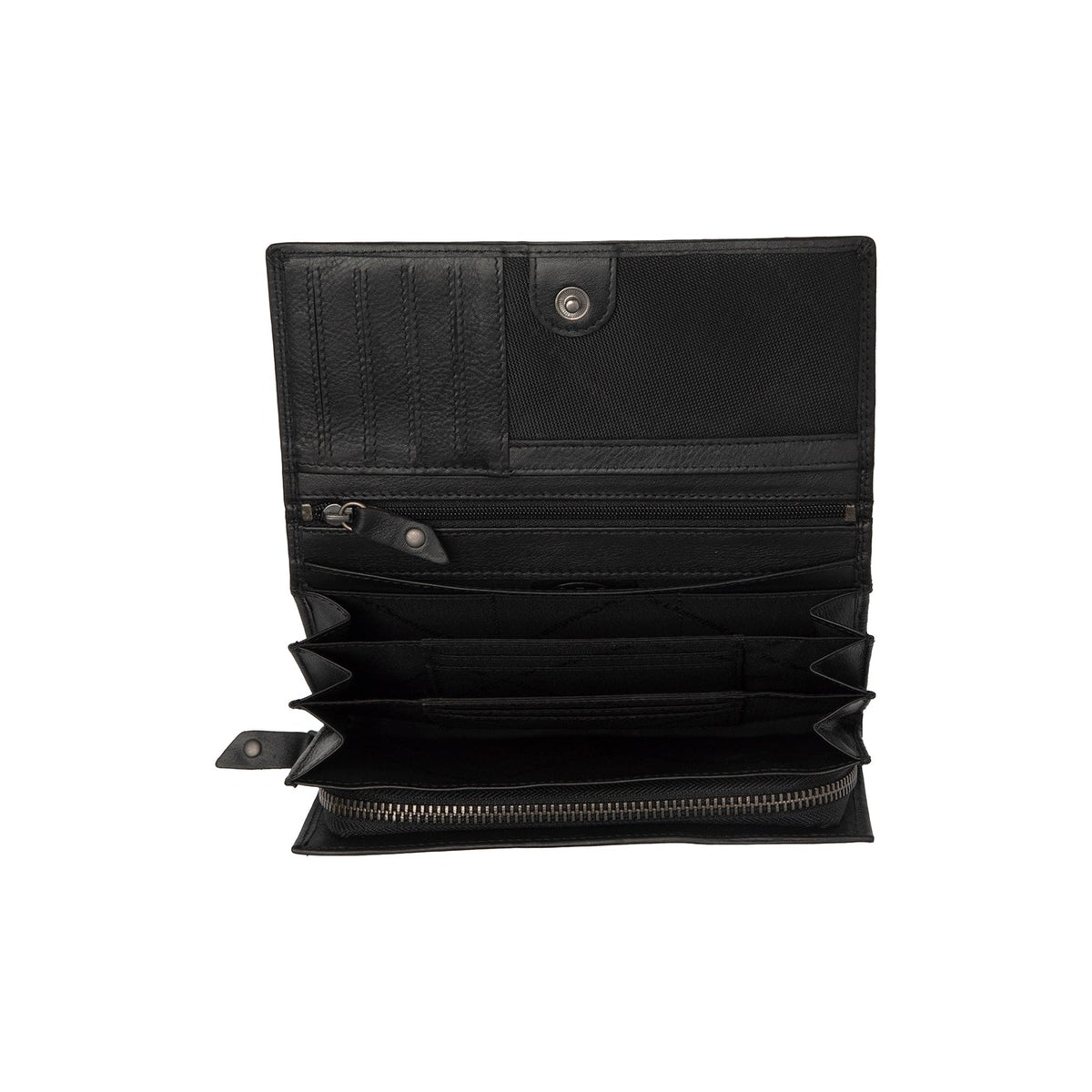 
Classic 100% Full-Grain leather Wallet - Rear Perspective Showing Reinforced Leather Straps & Stitching