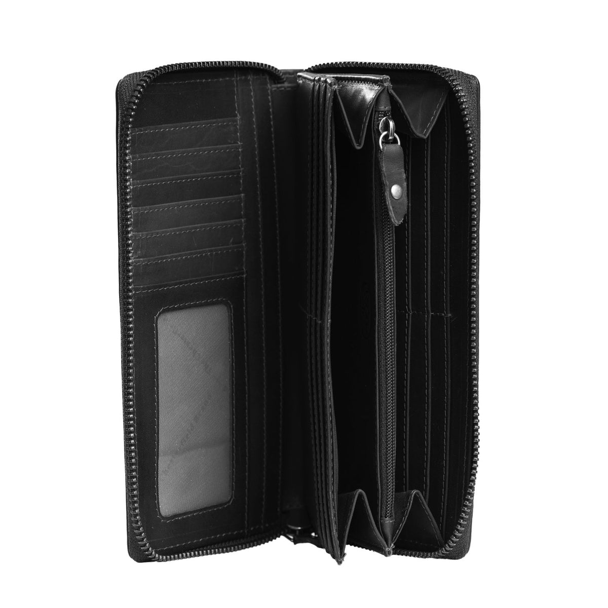 
Halle Full-Grain Leather Wallet - Structured Side Profile Showing Gusset Depth & Expansion Capacity