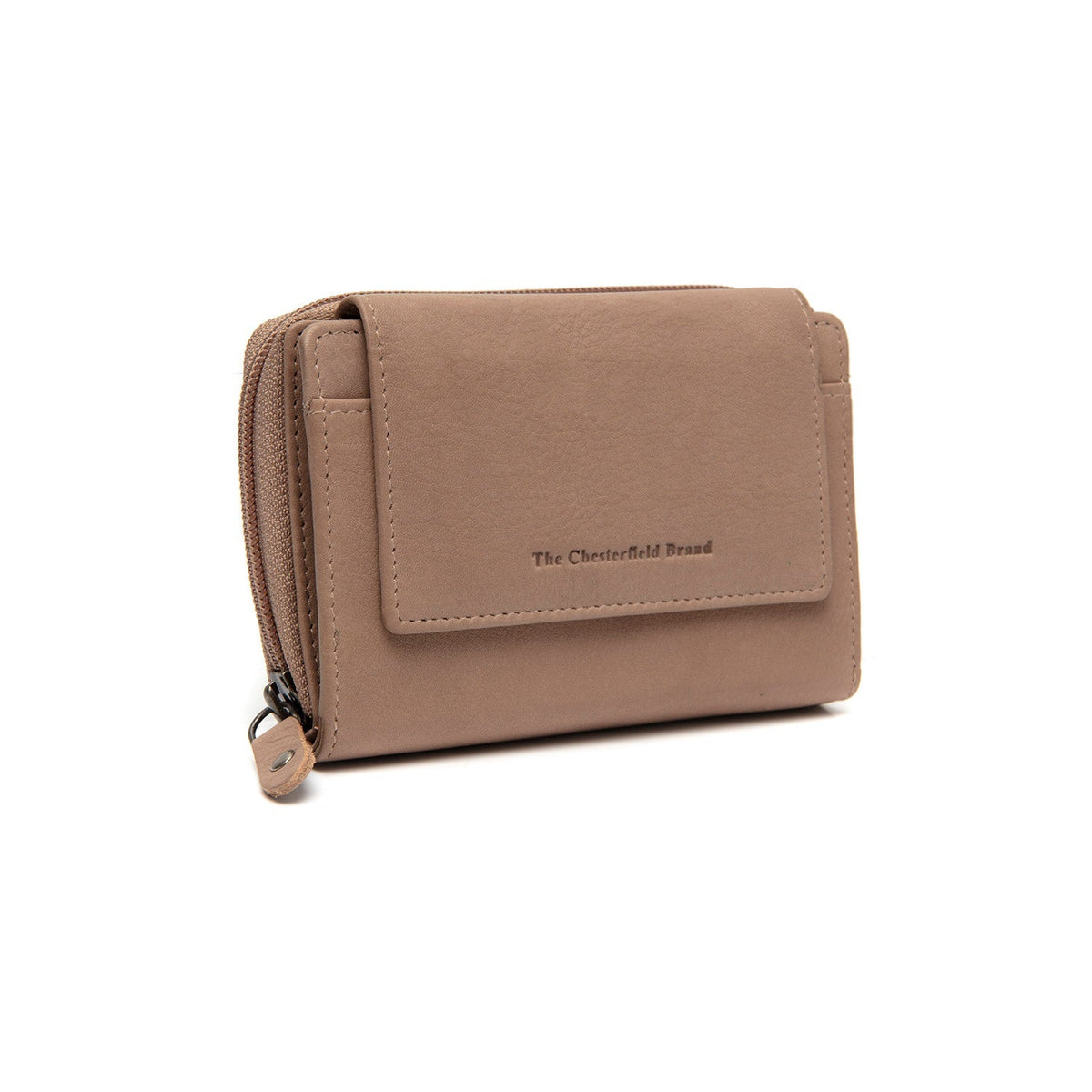 
Taupe Leather Wallet Orveta, front view