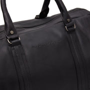 
Solid Antique Brass Hardware & Heavy-Duty Dual Zipper Detail on Melbourne Full-Grain Leather Weekender Bag