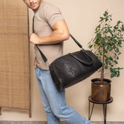 
Perth Full-Grain Leather Weekender Bag - Structured Side Profile Showing Gusset Depth & Expansion Capacity