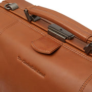 
Classic 100% Full-Grain Leather Duffle Bag - Rear Perspective Showing Reinforced Leather Straps & Stitching