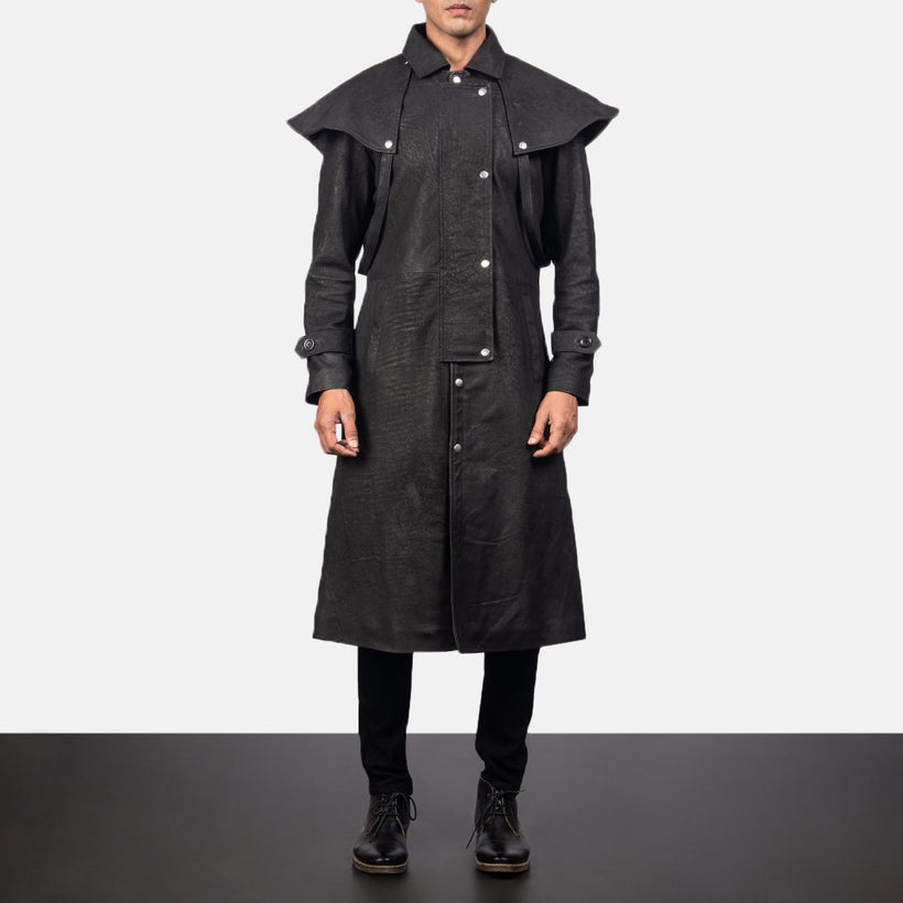 Maverick Black Leather Duster