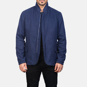 
Men's Thomas Blue Wool Jacket in Navy Blue Synthetic Wool - Front Profile View & Tailored Silhouette | Buy Online